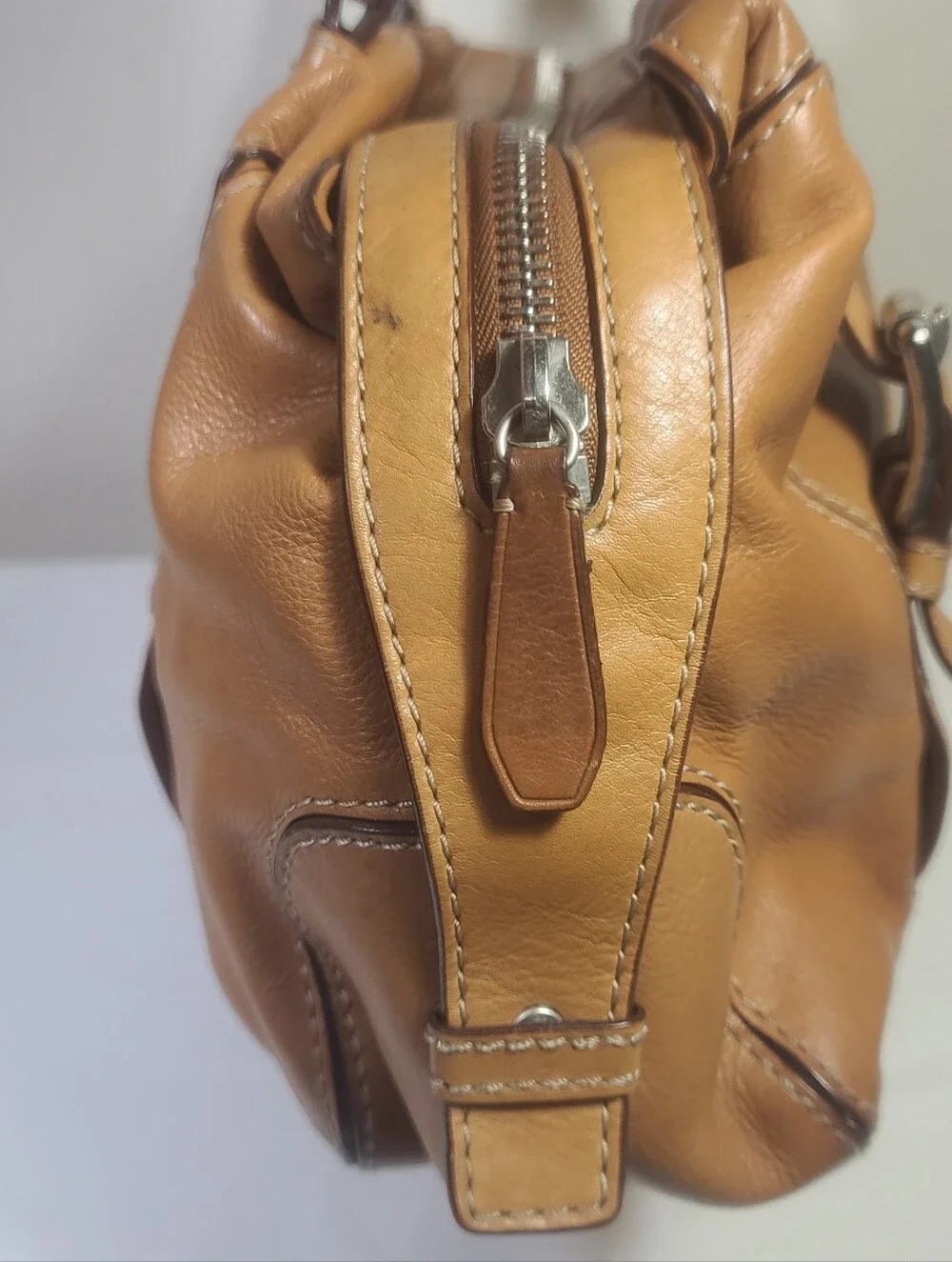 Michael Kors Vintage Brown Leather Bowler Bag Satchel Handbag Purse